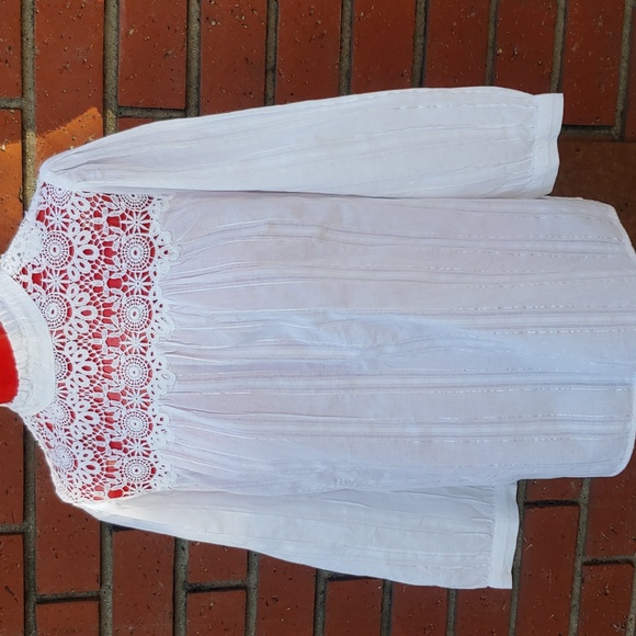 GAP French Style Lace and Cotton Top with High Collar in White size Small NWT - Picture 1 of 17